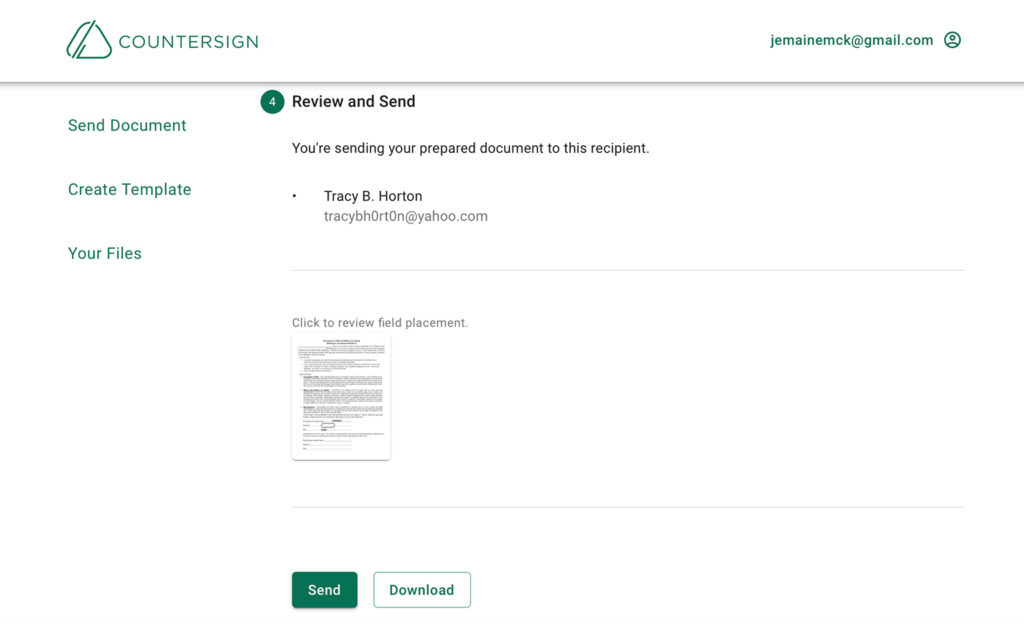 Sign and email document - Review and send - Countersign