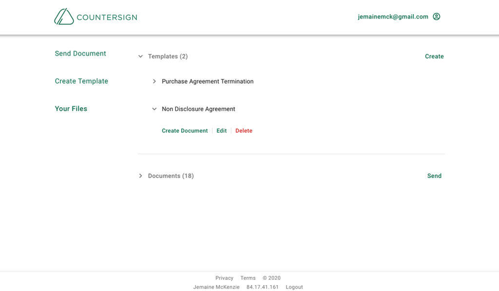 E-signature templates are stored within Countersign for easy access anytime, anywhere.