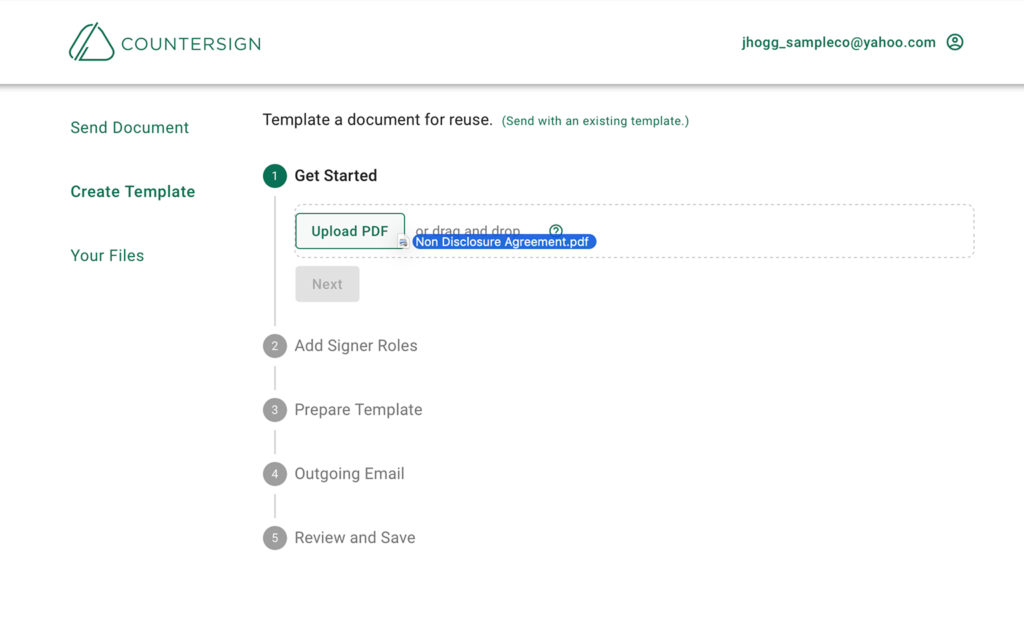 Create template - Upload a document - Countersign