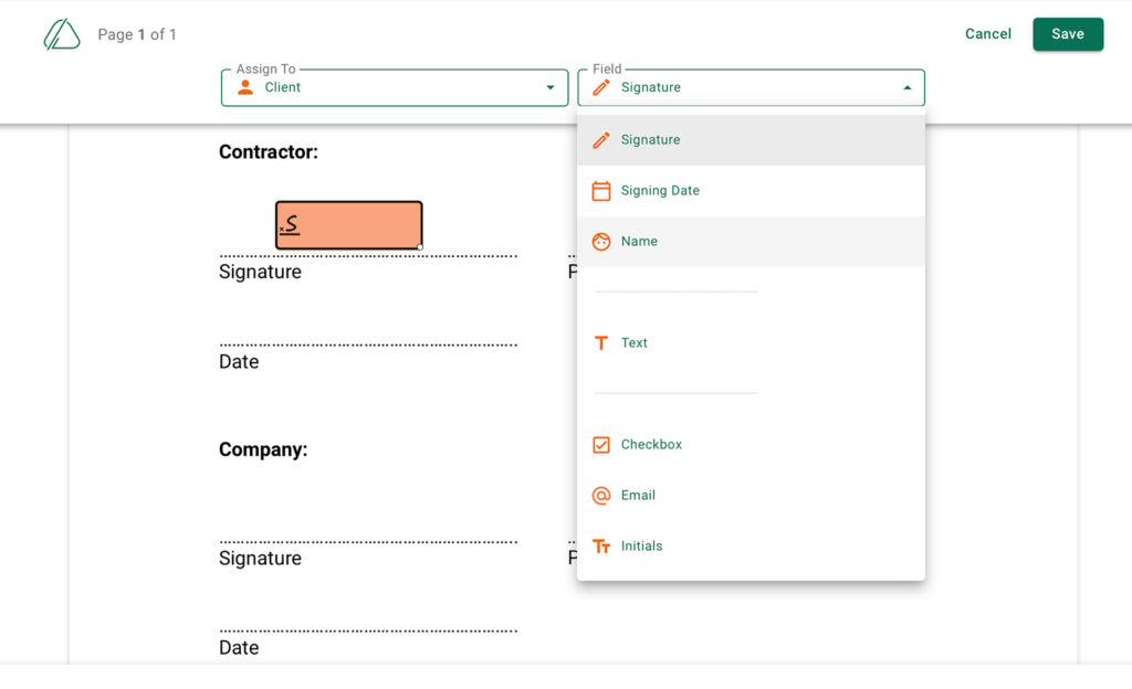 Create template - Add signer fields - Countersign