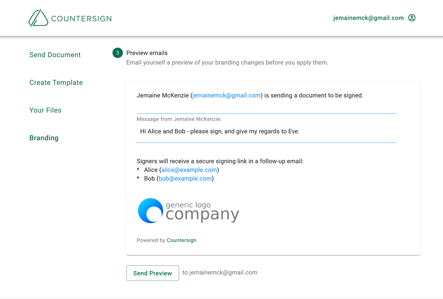 Your Custom Branding - Email Preview - Tutorial - Countersign