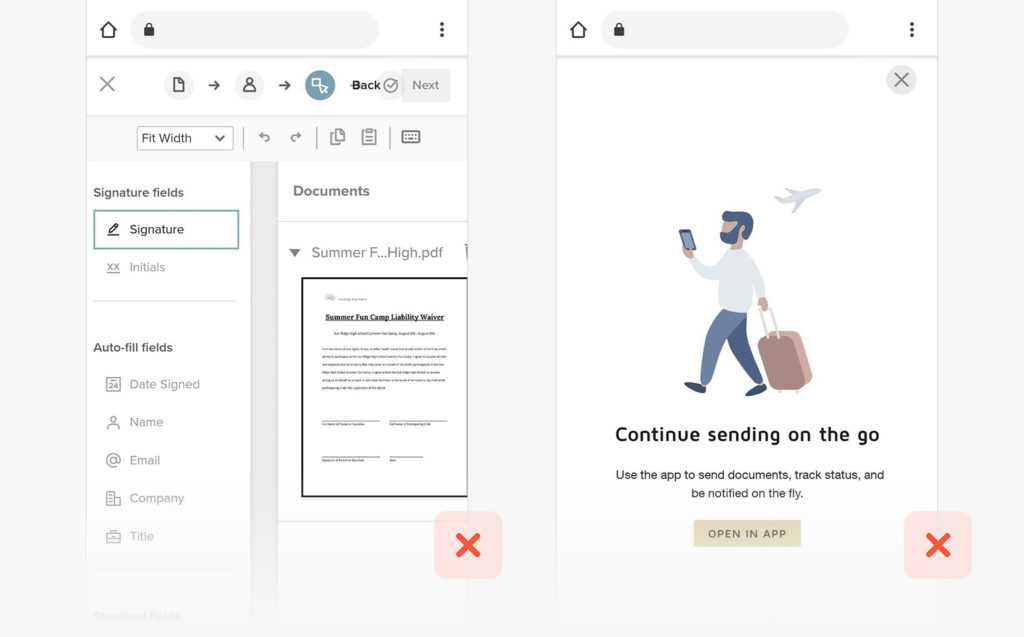 Truly mobile e-signature with Countersign - Competitor UI Fails - Countersign